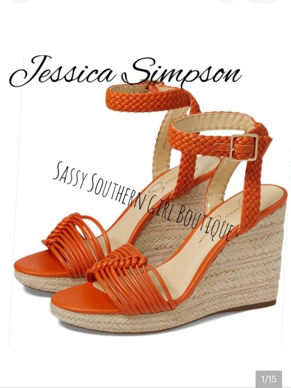 🆕⭐ Jessica Simpson Orange Espadrille Wedge Sandals